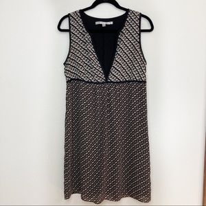 Max Studio Modern Print Black Taupe Dress M